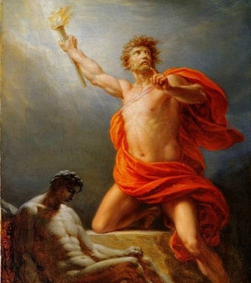 Prometheus brings fire to mankind. 1817. Heinrich Fuger. German. 1751-1818. oil on canvas.
